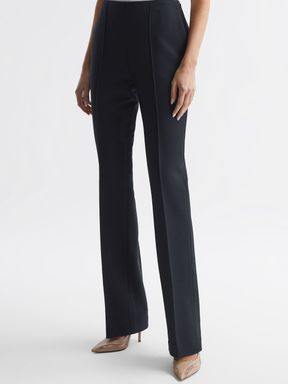 Navy Reiss Kali Wool Flared Suit Trousers