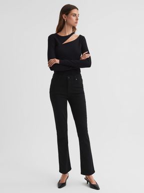 Black Shadow Reiss Cindy Paige High Rise Cropped Jeans