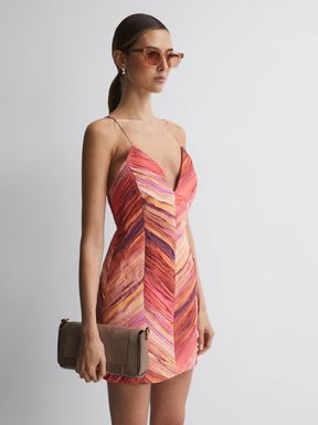 Watercolour Horizon Acler Bodycon Ruched Mini Dress