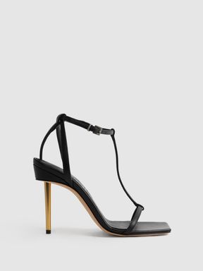 Black Reiss Sophia Atelier Italian Leather Strappy Heels