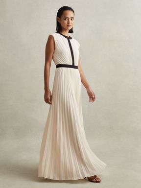 White Reiss Harley Pleated Maxi Dress