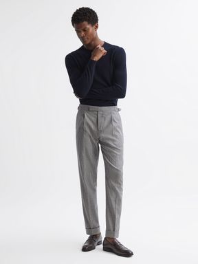 Grey Reiss Arcade Slim Fit Puppytooth Adjuster Trousers