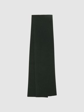 Forest Green Reiss Chesterfield Merino Wool Ribbed Scarf