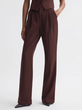 Mahogany Paige High Rise Rolled Hem Suit Trousers