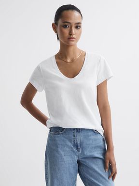 White Reiss Ashley Cotton Scoop Neck T-Shirt