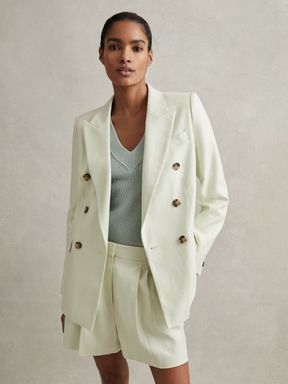 Mint Reiss Dianna Double Breasted Linen Blend Suit Blazer