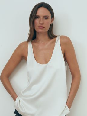 White Atelier Carla Silk Plunge Neck Vest