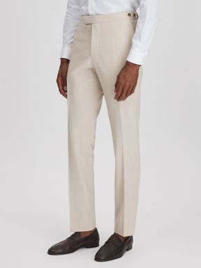 Stone Reiss Belmont Slim Fit Side Adjuster Trousers