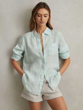 Aqua Reiss Belle Linen Button-Through Shirt