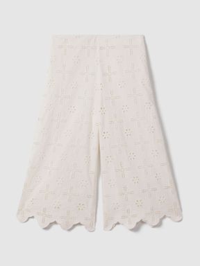 Ivory Reiss Nella Cotton Broderie Lace Trousers
