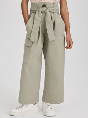 Khaki Reiss Bax Textured Cargo Trousers