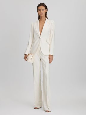 Cream Reiss Millie Tailored Single Breasted Suit Blazer