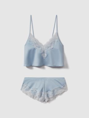 Soft Blue/White Bluebella Satin Shorts and Cami Set