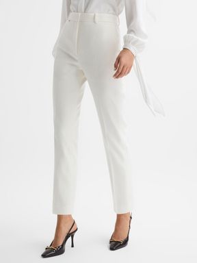 Off White Reiss Mila Slim Fit Wool Blend Suit Trousers