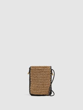 Natural Reiss Taylor Woven Cross-Body Phone Bag