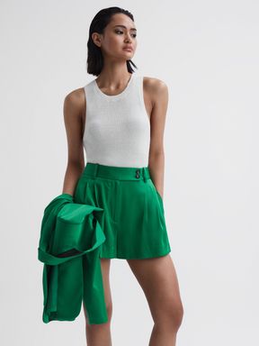 Green Reiss Sofie Mid Rise Tailored Shorts