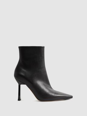 Black Reiss Scarlett Atelier Italian Leather Heeled Ankle Boots