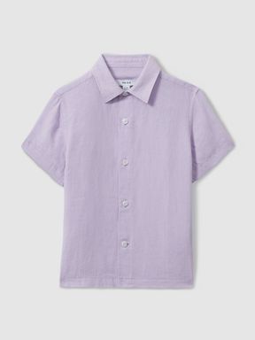 Orchid Reiss Holiday Short Sleeve Linen Shirt