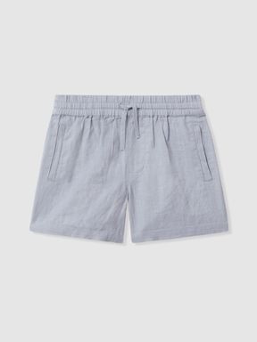 Soft Blue Reiss Acen Linen Drawstring Shorts