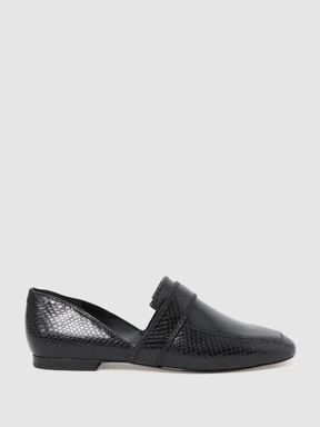 Black Reiss Irina Leather Animal Print Loafers