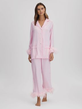 Pink/White Sleeper Detachable Feather Pyjama Set