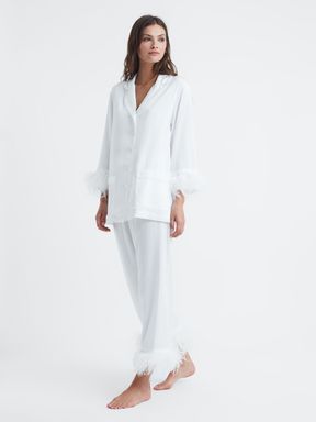 White Sleeper Detachable Feather Pyjama Set