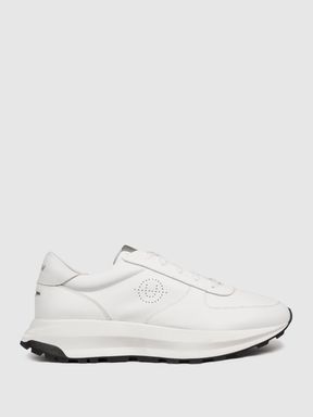 White Unseen Footwear Leather Trinity Stamp Trainers