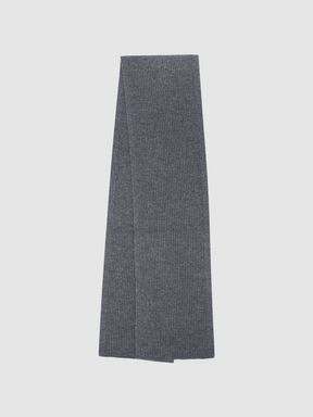 Charcoal Reiss Chesterfield Merino Wool Ribbed Scarf