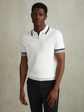 Optic White Reiss Chelsea Half-Zip Polo Shirt