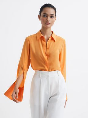 Orange Reiss Kia Silk Shirt