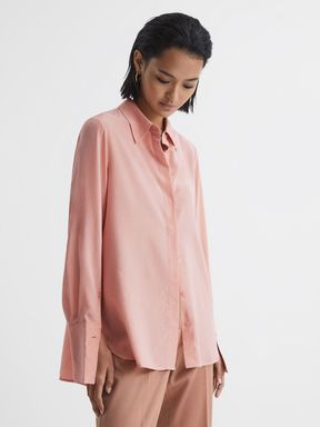 Pale Pink Reiss Kia Silk Shirt