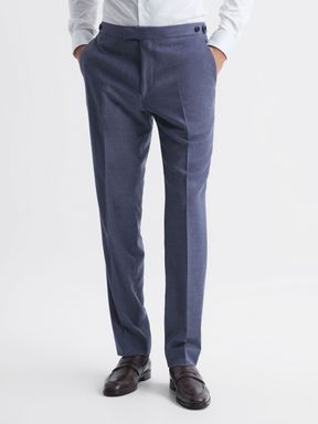 Airforce Blue Reiss Marquee Slim Fit Wool Blend Mixer Trousers