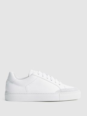 White Reiss Ashley Leather Contrast Sole Trainers