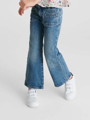Mid Blue Reiss Isabel Junior Flared Jeans