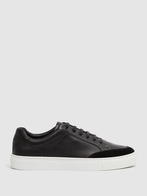 Black Reiss Ashley Leather Trainers