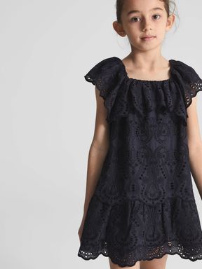 Navy Reiss Sia Jr Lace Mini Dress
