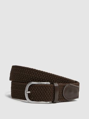 Dark Brown Reiss Elmont Woven Belt