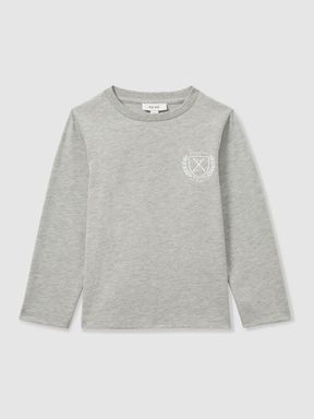 Soft Grey Melange Reiss Emery Cotton Blend Alpine Races T-Shirt