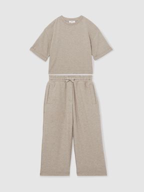 Oatmeal Reiss Finley Top And Trousers Lightweight Lounge Set