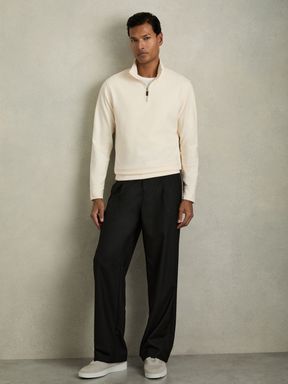 Off White Reiss Creek Brushed-Corduroy Half-Zip Jumper