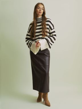 Chocolate/Ivory Florere Boxy Striped Jumper