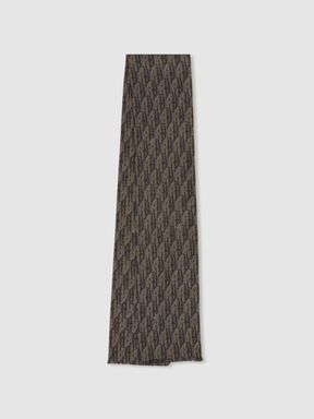 Dark Multi Reiss Mallory Silk-Twill Monogram-Jacquard Dress Scarf