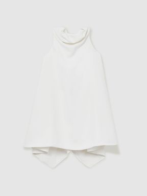 Ivory Reiss Shauna High-Neck Drape Back Dress