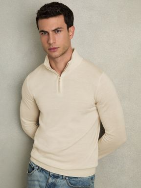 Snow White Reiss Blackhall Merino Wool Half-Zip Jumper