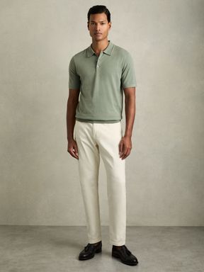 Herb Green Reiss Manor Merino Wool Polo Shirt