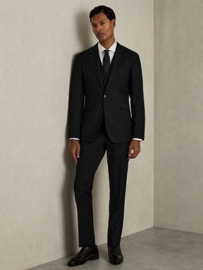Black Reiss Aspire Modern Slim-Fit Wool Suit Trousers