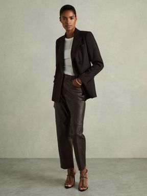 Leather Brown Trousers REISS Rest of Europe
