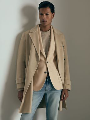 Stone Reiss Charley Atelier Single-Breasted Blazer in Wool-Blend Twill