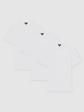 White Reiss Praise Cotton Crew-Neck T-Shirts 3 Pack