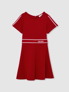 Red Reiss Lowri Interlock-Jersey Logo-Waistband Dress